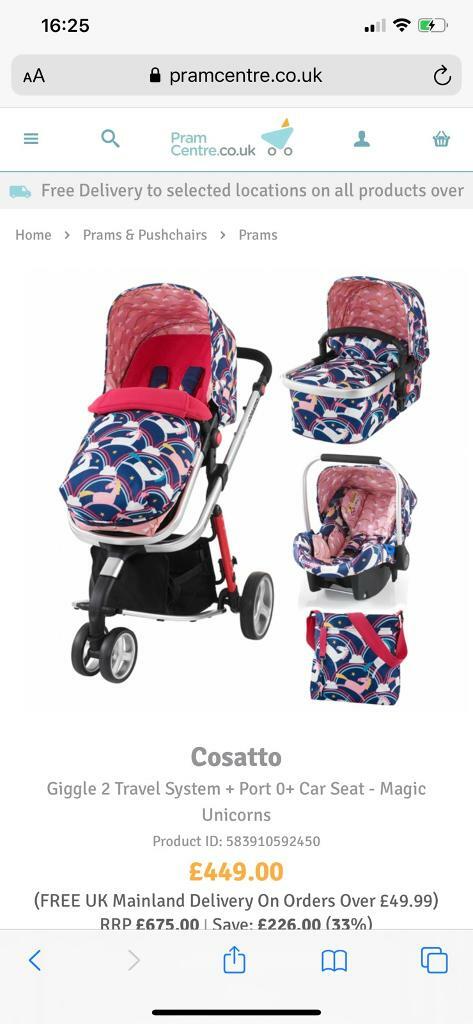 cosatto magic unicorns travel system